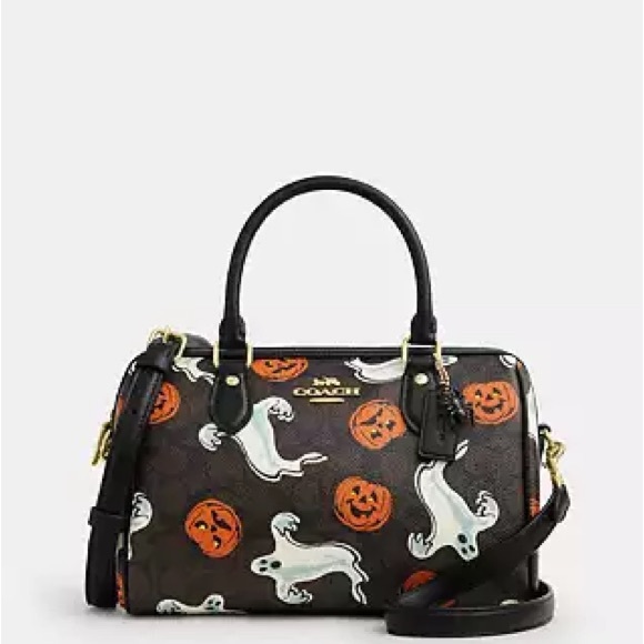 Coach Rowan Satchel Bag In Signature Canvas With Halloween Print - Picture 1 of 6